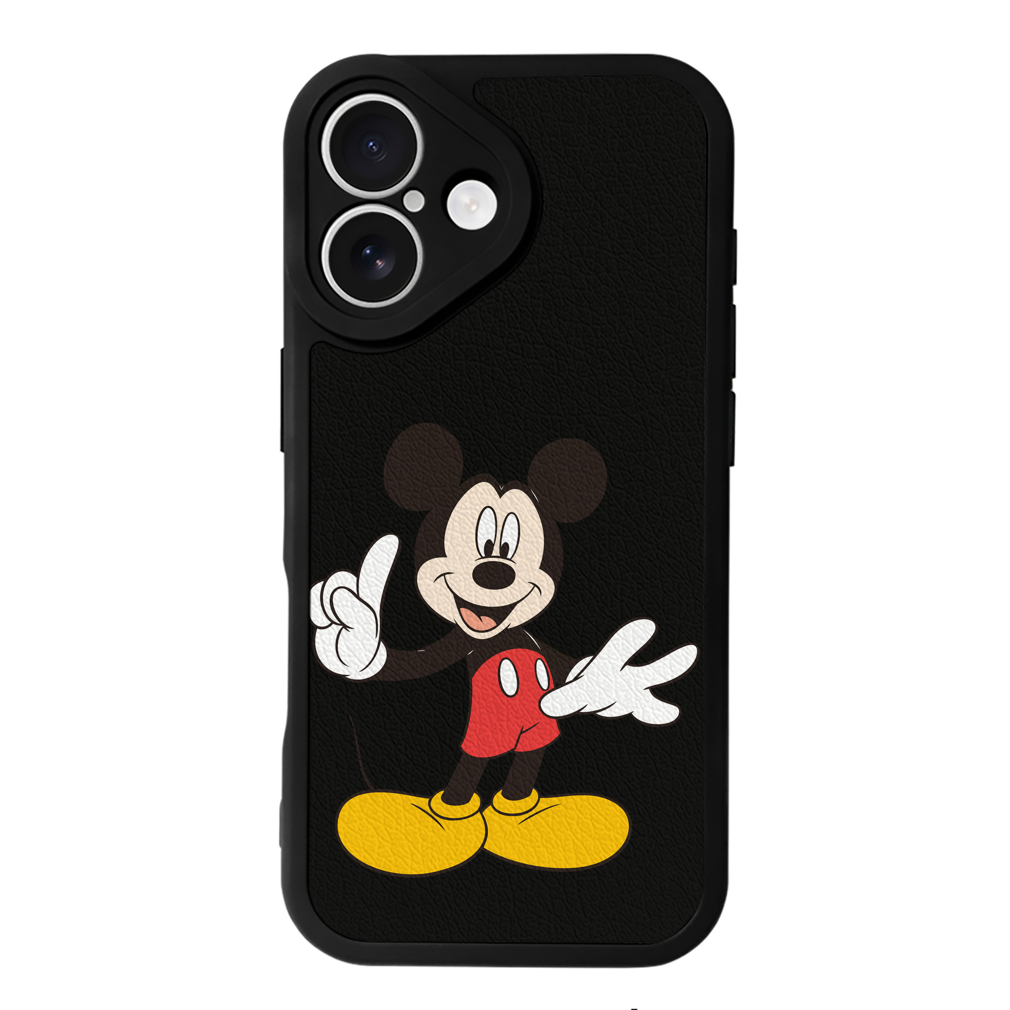 （画像用） ミッキーマウス Mickey Mouse 【iPhone 16シリーズ対応】シリコンスマホケース（レザー調） 材質：シリコン